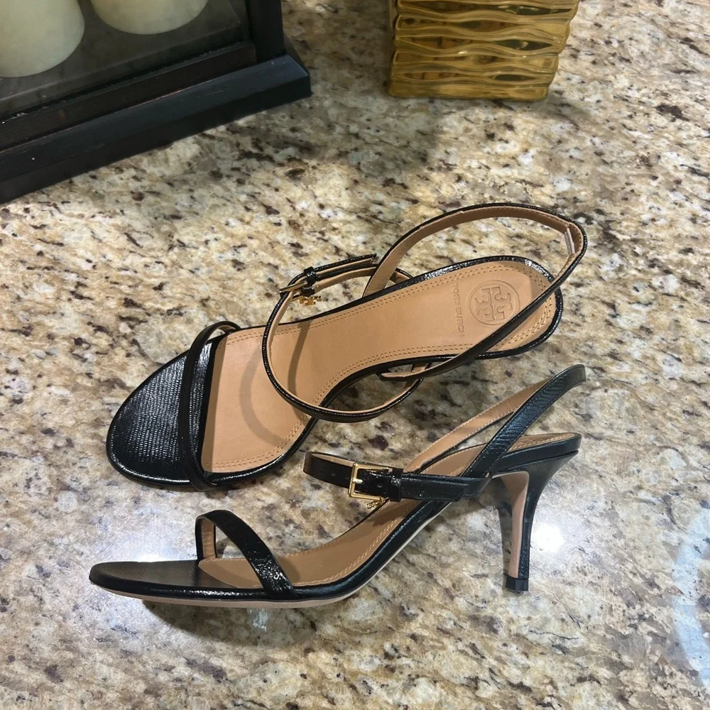 Tory Burch Penelope 65MM Elegant Black Slingback Sandals Heels 8.5
